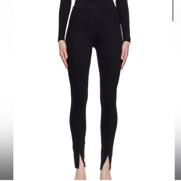 WOLFORD Midnight Grace Leggings - Front Slit Hem in Solid Black - Picture 4 of 10